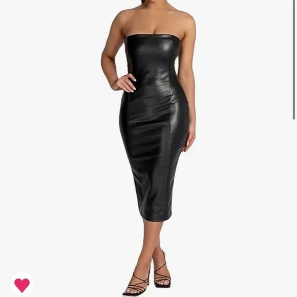 Amazon | Dresses | Black Tight Leather Dress | Poshmark
